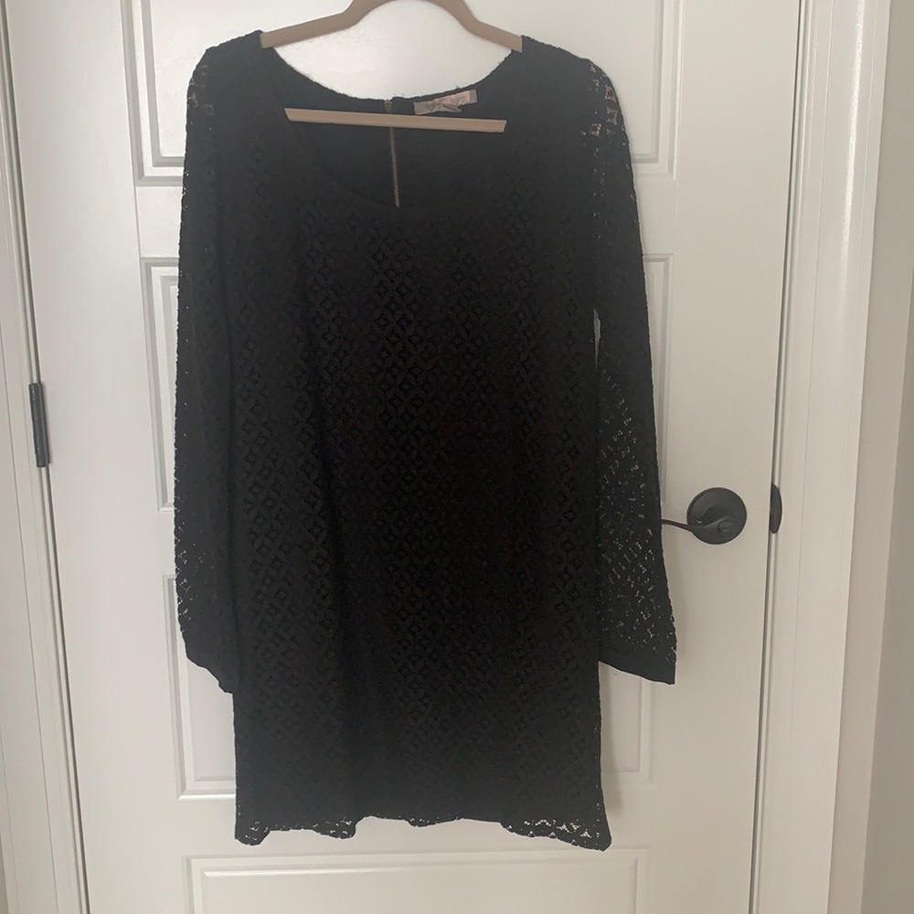 Forever 21 black lace shift dress, long sleeve